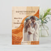 Modernes Foto Save the Date, Retro-Design Einladung (Stehend Vorderseite)