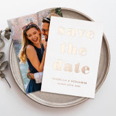 Modernes Foto Save the Date Rose Gold Folieneinladung