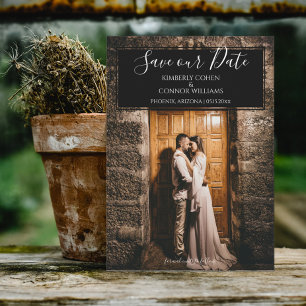 Modernes Foto Save the Date Schwarz