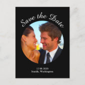 Modernes Foto Save the Date - schwarz Ankündigungspostkarte (Vorderseite)