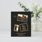 Modernes Foto Save the Date Schwarz und Gold Luxus (Stehend Vorderseite)