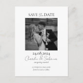 Modernes Foto Save the Date Script Wedding Postcar Ankündigungspostkarte (Vorderseite)