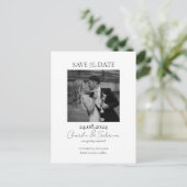 Modernes Foto Save the Date Script Wedding Postcar Ankündigungspostkarte (Stehend Vorderseite)