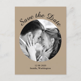 Modernes Foto Save the Date - taupe Ankündigungspostkarte