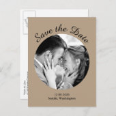 Modernes Foto Save the Date - taupe Ankündigungspostkarte (Vorne/Hinten)