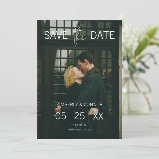 Modernes Foto Save the Date | weiß (Stehend Vorderseite)