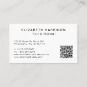 Modernes Foto Schönheitshaar Makeup QR Code Visitenkarte (Rückseite)