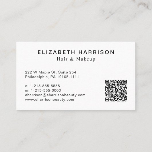 Modernes Foto Schönheitshaar Makeup QR Code Visitenkarte (Rückseite)
