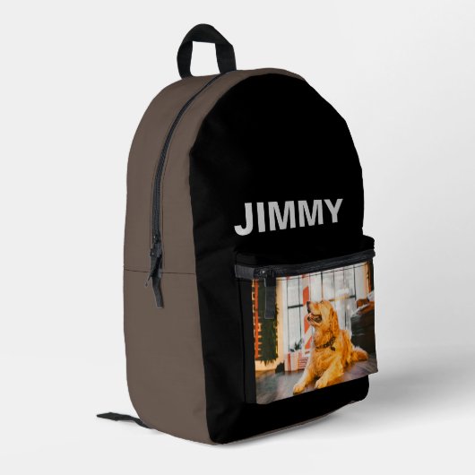 Modernes Foto Schwarz Einfach Bedruckter Rucksack (Rückseitige Ecke links)