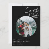 Modernes Foto Schwarz Save The Date (Vorderseite)