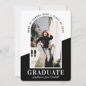 Modernes Foto Schwarz/Weiß Abschluss Ankündigung (Vorderseite)