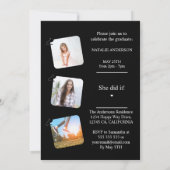 Modernes Foto Schwarz-Weiß-Abschluss Einladung (Rückseite)