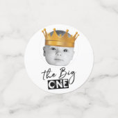 Modernes Foto Schwarz-weiß erster Geburtstag Konfetti (Klein Vorderseite)