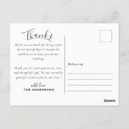 Modernes Foto Schwarz & Weiß Hochzeit Danke Postkarte