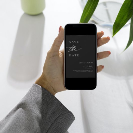 Modernes Foto Schwarz & Weiß Hochzeit Save The Date