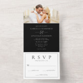 Modernes Foto Schwarz-weiß Wedding RSVP All In One Einladung (Innen Boden)