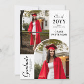 Modernes Foto Schwarz-weißer Abschluss Ankündigung (Vorderseite)