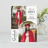 Modernes Foto Schwarz-weißer Abschluss Ankündigung (Stehend Vorderseite)