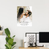 Modernes Foto Schwarze Kalligrafie Weißer Farbverl Poster (Heimbüro)