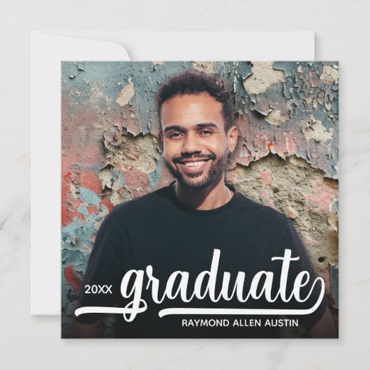 Modernes Foto Schwarzer Abschluss Einladung (Vorderseite)