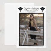 Modernes Foto Schwarzer Rahmen Trendy Graduation C Einladung (Vorne/Hinten)