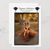 Modernes Foto Schwarzer Rahmen Trendy Graduation C Einladung (Vorne/Hinten)