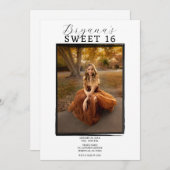 Modernes Foto Schwarzer Rahmen Trendy Minimal Swee Einladung (Vorne/Hinten)