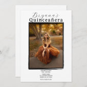 Modernes Foto Schwarzer Rahmen Trendy Quinceañera Einladung (Vorne/Hinten)