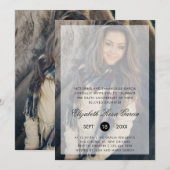 Modernes Foto Schwarzer Text Overlay Todesanfang Einladung (Vorne/Hinten)