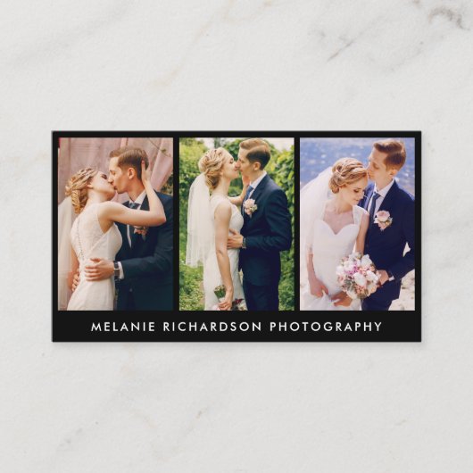 Modernes Foto-Schwarzes des Fotograf-3 Visitenkarte (Vorderseite)