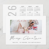 Modernes Foto Script 2026 Kalender Frohe Weihnacht Feiertagskarte (Vorne/Hinten)
