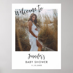 Modernes Foto Script Baby Dusche Willkommen Poster
