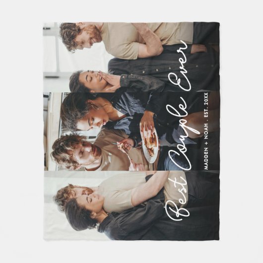 Modernes Foto Script Bestes Paar je Collage Fleecedecke (Vorderseite)