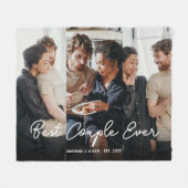 Modernes Foto Script Bestes Paar je Collage Fleecedecke (Vorderseite (Horizontal))