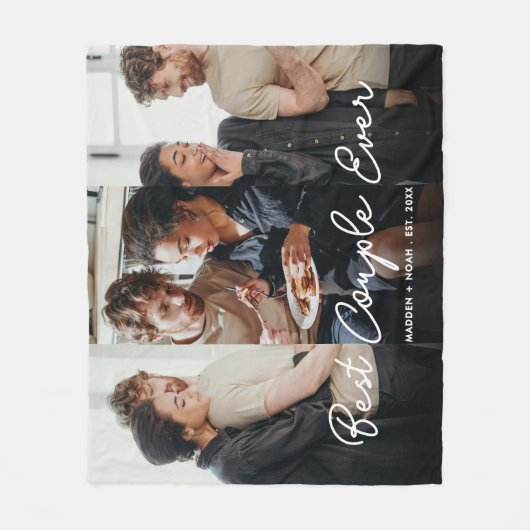 Modernes Foto Script Bestes Paar je Collage Fleecedecke (Vorderseite)