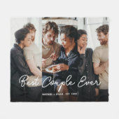 Modernes Foto Script Bestes Paar je Collage Fleecedecke (Vorderseite (Horizontal))