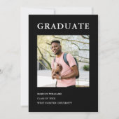 Modernes Foto Script Black Abschluss Einladung (Vorderseite)