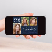 Modernes Foto Script Blue Abschluss Ankündigung