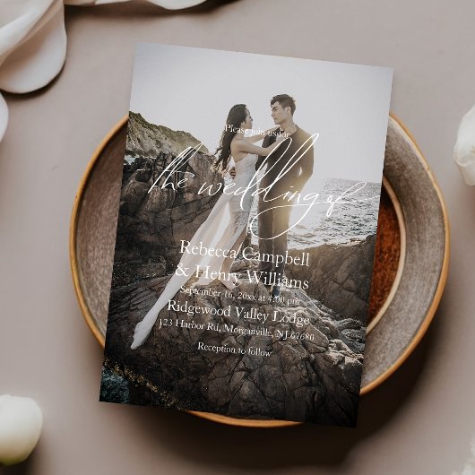 Modernes Foto Script Elegante Hochzeit Einladung