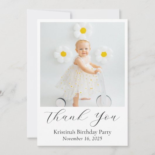 Modernes Foto Script Geburtstag Danke Karte (Vorderseite)