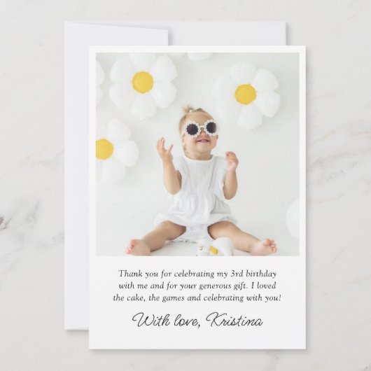 Modernes Foto Script Geburtstag Danke Karte (Rückseite)