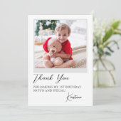 Modernes Foto Script Geburtstag Danke Karte (Stehend Vorderseite)