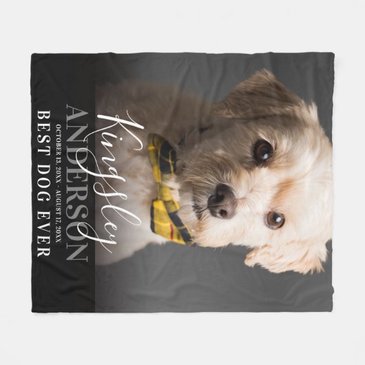 Modernes Foto-Script-Memorial Bester Hund je Fleecedecke (Vorderseite (Horizontal))