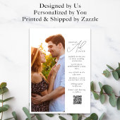 Modernes Foto Script QR Code Hochzeit Einladung