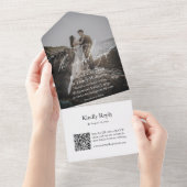 Modernes Foto Script QR Code UAWG Black Wedding All In One Einladung (Abreißen)