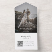 Modernes Foto Script QR Code UAWG Black Wedding All In One Einladung (Innen Boden)