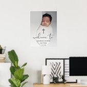 Modernes Foto Script Taufe Begrüßungszeichen Poster (Heimbüro)