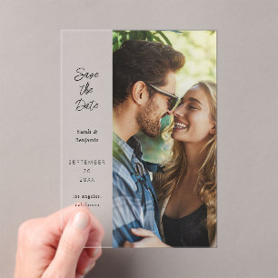 Modernes Foto & Seitendesign Save the Date Acryleinladungen
