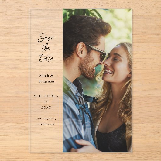 Modernes Foto & Seitendesign Save the Date Acryleinladungen (Vorderseite)