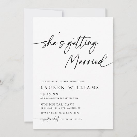 Modernes Foto Sie wird heiraten Brautparty Einladung (Vorderseite)